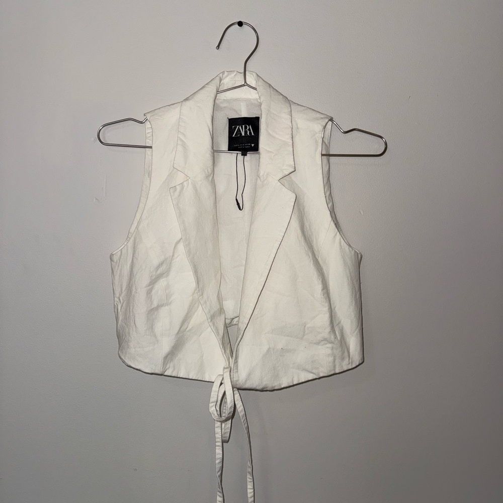 Zara Ivory Tie-Front Vest